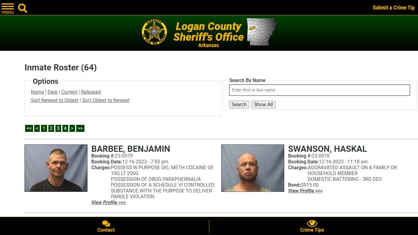 Inmate Roster - Current Inmates Booking Date Descending - Logan County ...