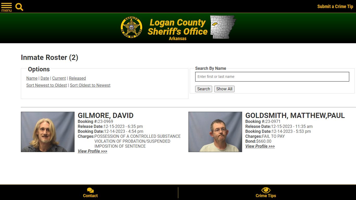 Inmate Roster - Released Inmates Booking Date Descending - Logan County ...